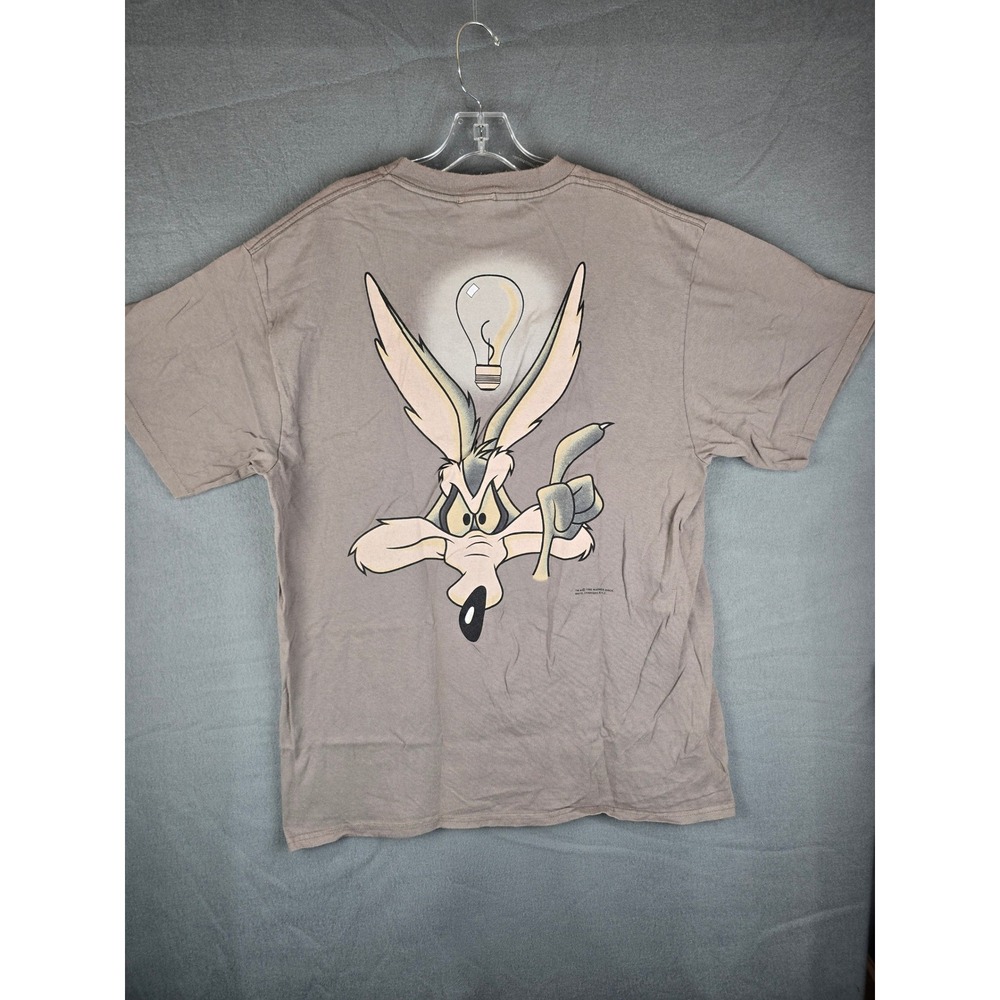 Vintage 1995 Looney Tunes Wile E Coyote T Shirt Mens L Gray Geniuswear